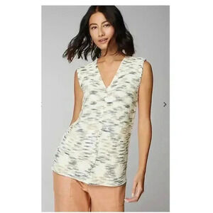 Pure Jill Space-Dye Knit Boho V-Neck Sleeveless Sweater Pullover Size Medium